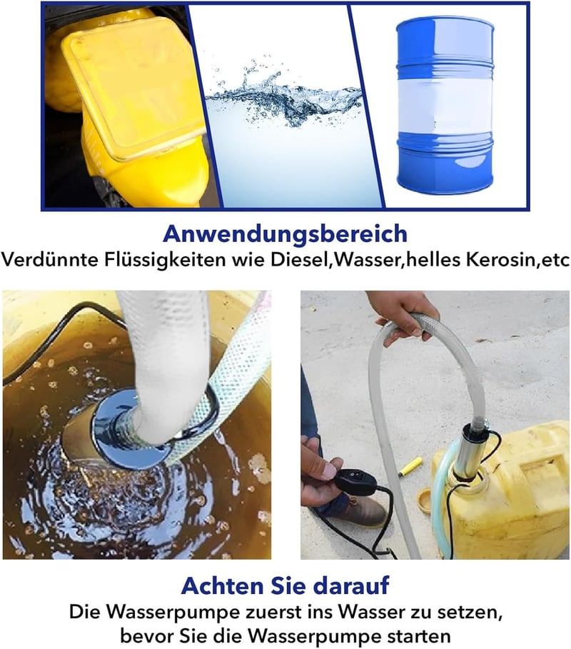 CarBole 12V olaj- és üzemanyag szivattyú 51mm, hordozható diesel pump 3m csővel