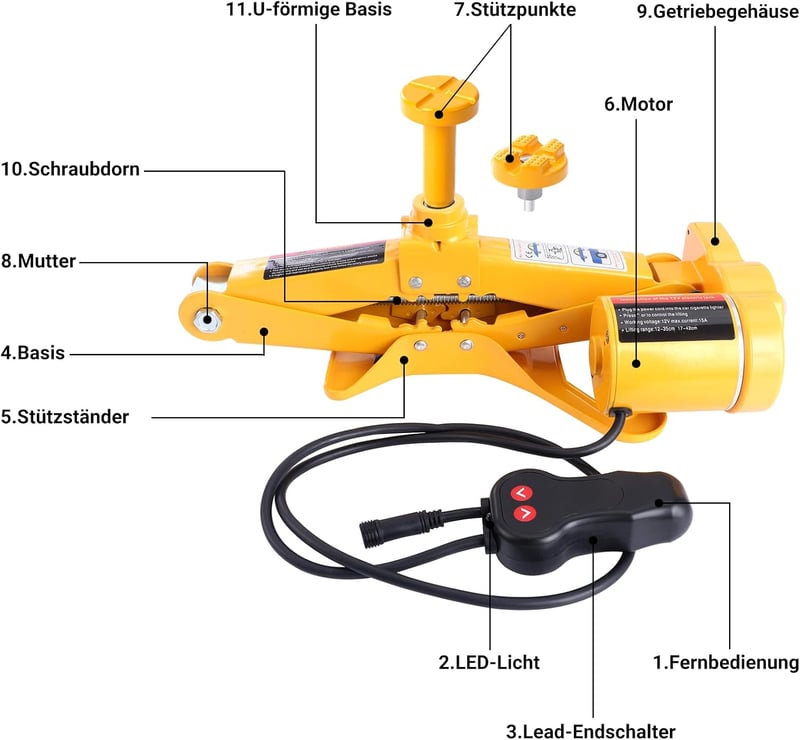 CarBole 3T Elektromos Ollós Emelő - 12V Távirányítós Autóemelő SUV, MPV Járművekhez, 12-45 cm Emelési Magasság, Sárga

AI: CarBole 3T Elektr