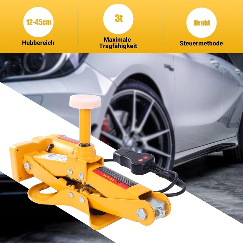 CarBole 3T Elektromos Ollós Emelő - 12V Távirányítós Autóemelő SUV, MPV Járművekhez, 12-45 cm Emelési Magasság, Sárga

AI: CarBole 3T Elektr