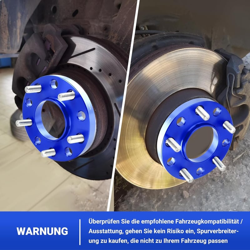 CarBole Keréknyomtáv Szélesítő 5x120 15/20mm - BMW Kompatibilis Kék Távtartó Szett 72,56mm Középső Furattal, 10 Lyukú, M12x1.5 Csavarokkal

