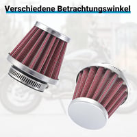 CarBole Univerzális Motorkerékpár Légszűrő 38-40mm - Piros Sportszűrő Robogókhoz, ATV-hez, Mopedhez, Duplarétegű Acél Kialakítással 4