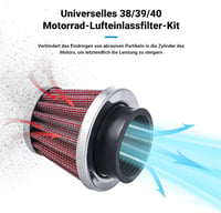 CarBole Univerzális Motorkerékpár Légszűrő 38-40mm - Piros Sportszűrő Robogókhoz, ATV-hez, Mopedhez, Duplarétegű Acél Kialakítással 2