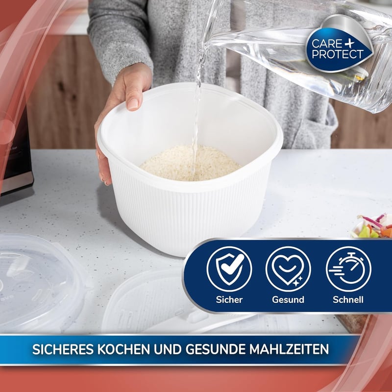 CARE+PROTECT 2,7L Mikrohullámú Rizsfőző Gőzöléshez és Tároláshoz BPA Mentes