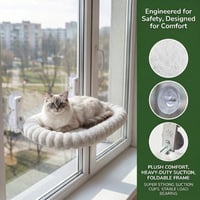 Hamac de fereastră pentru pisici CareCooo cu ventuze, până la 18 kg, lavabil, alb - Pat pentru pisici cu fixare pe fereastră 5