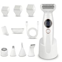 Aparat de ras intim electric 5 în 1 Carehabi pentru femei, rezistent la apă IPX7, pentru zona bikinilor, față și corp, cu stație de încărcare USB și trimmer pentru sprâncene 1