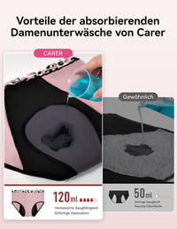 CARER 3 db női inkontinencia bugyi 120 ml szívóbetéttel, M méret, többszínű - M, Multicoloured 4