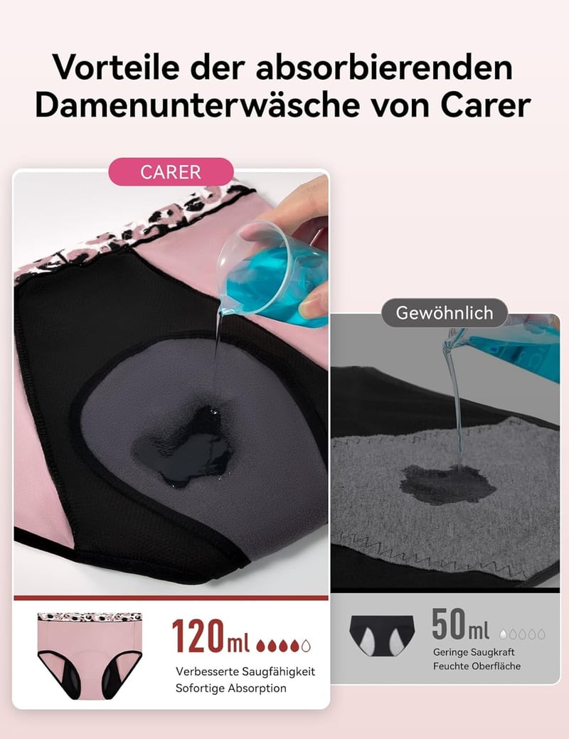 CARER 3 db női inkontinencia bugyi 120 ml szívóbetéttel, M méret, többszínű - M, Multicoloured