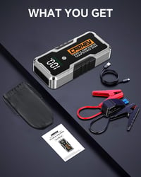 CARHEV 7000A Štartovacia powerbanka, 12V prenosný booster na autobatériu (pre benzínové alebo naftové motory do 10,0 l), so štartovacími káblami, LED svetlom a rýchlou USB nabíjačkou 7