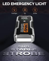 CARHEV 7000A Štartovacia powerbanka, 12V prenosný booster na autobatériu (pre benzínové alebo naftové motory do 10,0 l), so štartovacími káblami, LED svetlom a rýchlou USB nabíjačkou 4