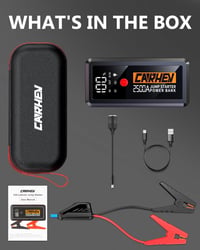 CARHEV JS-02 Autós Indításrásegítő Powerbank 2500A, 21800mAh - 8.0L Benzin/Dízel Motorokhoz, LED Lámpával, USB Gyorstöltéssel, IP65 Védelem 7
