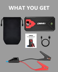 Štartovací zdroj CARHEV Power Bank pre autá, štartovací prúd 4000 A, pre benzínové alebo naftové motory do 8,0 l, 12 V, s rýchlonabíjaním cez USB a LED svetlom 7