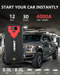 Štartovací zdroj CARHEV Power Bank pre autá, štartovací prúd 4000 A, pre benzínové alebo naftové motory do 8,0 l, 12 V, s rýchlonabíjaním cez USB a LED svetlom 2
