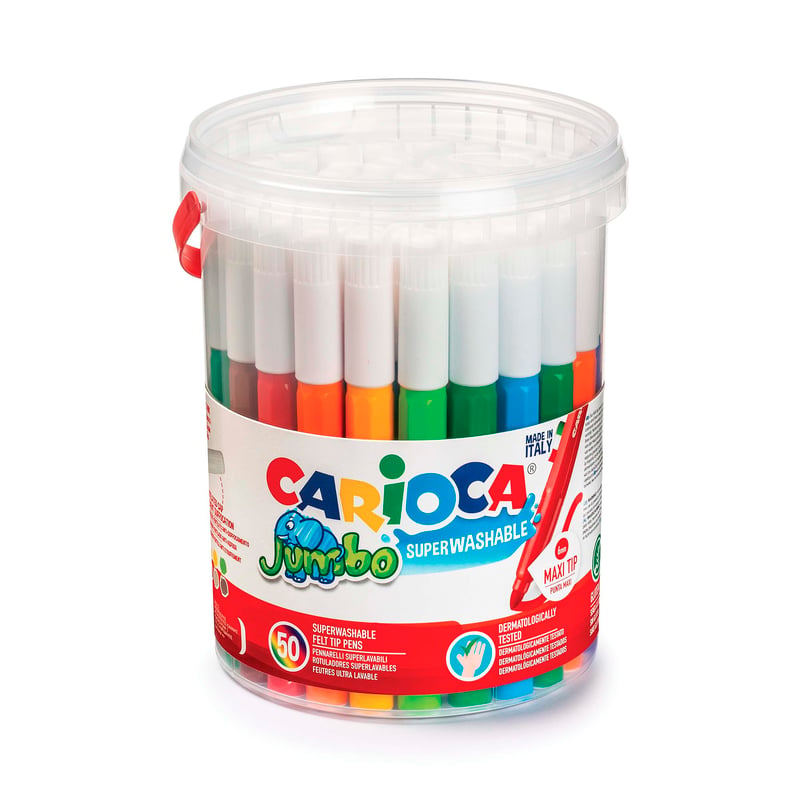 Súprava umývateľných fixiek Carioca Jumbo 50 pre deti – 50 rôznych farieb