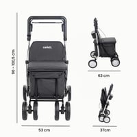 Carlett Comfort Assist Rollator i kolica za kupovinu sa sjedištem, tamnosiva, podesiva ručka, parkirna kočnica, kotači s 3 položaja, medicinski proizvod EU-a 3