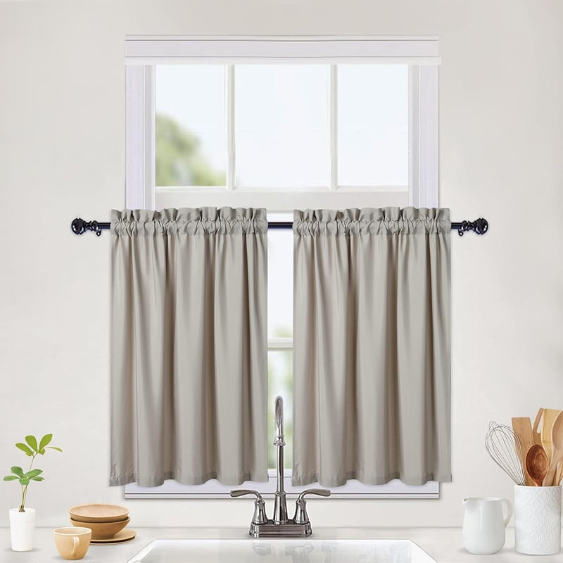 CAROMIO Vízlepergető Vitrázs Függöny Modern Konyhai Rövid Függöny 76x61cm Taupe 2db