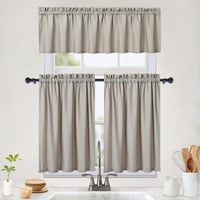 CAROMIO Vízlepergető Vitrázs Függöny Modern Konyhai Rövid Függöny 76x61cm Taupe 2db 7