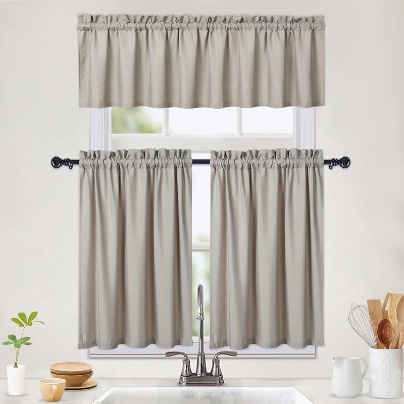 CAROMIO Vízlepergető Vitrázs Függöny Modern Konyhai Rövid Függöny 76x61cm Taupe 2db