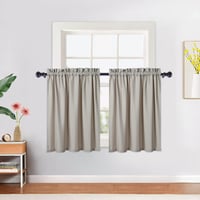 CAROMIO Vízlepergető Vitrázs Függöny Modern Konyhai Rövid Függöny 76x61cm Taupe 2db 4