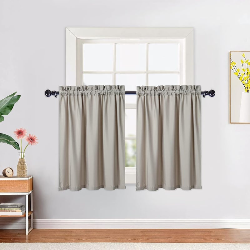 CAROMIO Vízlepergető Vitrázs Függöny Modern Konyhai Rövid Függöny 76x61cm Taupe 2db