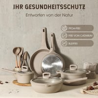 CAROTE 11 Részes Gránit Edénykészlet Tapadásmentes Indukciós Serpenyők 24/28cm Fazék Lábas Üvegtető Barna 5