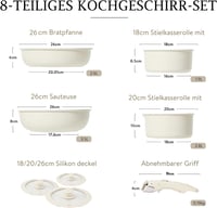 CAROTE 8 részes edénykészlet levehető fogantyúval, indukciós, tapadásmentes 2