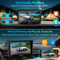 Carpuride 7-palcové prenosné autorádio s dotykovou obrazovkou, bezdrôtovým CarPlay a Android Auto, 1080P HD, BT 5.0, Mirror-Link, pre nákladné autá, obytné vozidlá, montáž na palubnú dosku 5