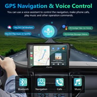 Carpuride 7-palcové prenosné autorádio s dotykovou obrazovkou, bezdrôtovým CarPlay a Android Auto, 1080P HD, BT 5.0, Mirror-Link, pre nákladné autá, obytné vozidlá, montáž na palubnú dosku 3