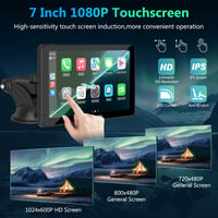 Carpuride 7-palcové prenosné autorádio s dotykovou obrazovkou, bezdrôtovým CarPlay a Android Auto, 1080P HD, BT 5.0, Mirror-Link, pre nákladné autá, obytné vozidlá, montáž na palubnú dosku 8