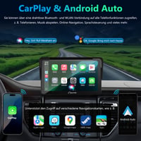 Prenosný CarPlay displej CARPURIDE V3R, 7-palcová dotyková obrazovka s rozlíšením 1080P HD, bezdrôtové Airplay a Android Auto, cúvacia kamera 720P, BT 5.0, Mirror Link, prehrávanie cez USB, čip s potlačením hluku 2