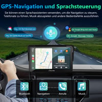 Prenosný CarPlay displej CARPURIDE V3R, 7-palcová dotyková obrazovka s rozlíšením 1080P HD, bezdrôtové Airplay a Android Auto, cúvacia kamera 720P, BT 5.0, Mirror Link, prehrávanie cez USB, čip s potlačením hluku 3