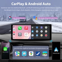 Autokamera Carpuride W904 s 10,26-palcovým displejom, bezdrôtovým CarPlay a Android Auto, 4K prednou a 1080P zadnou kamerou, GPS a Bluetooth 6