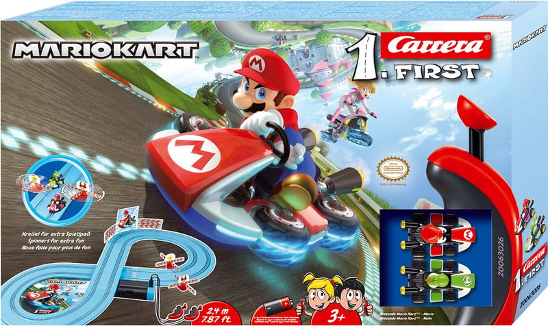 Set de joacă cu pistă auto Carrera First Nintendo Mario Kart 20063026 cu figurine Mario și Yoshi, pistă de 2,4 metri, de la 3 ani, multicolor