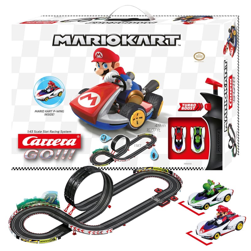 Carrera GO!!! Nintendo Mario Kart Mach 8 elektromos autópálya szett – 5,3 m pálya, Mario és Luigi autókkal, 2 kézivezérlővel, 6 éves kortól