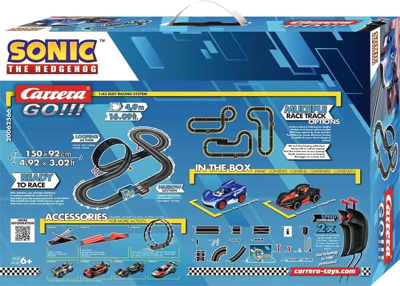 Carrera GO Sonic the Hedgehog 4.9 Autópálya - Hivatalos SEGA Versenypálya Sonic és Shadow Figurákkal, Hurokkal, 1:43 Méretarány, 6+ Éves Kor