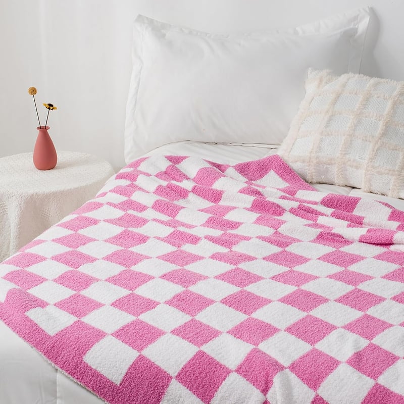 Carriediosa Ultra Puha Kockás Takaró 50x60 Mikrofibra Preppy Minta - 50" x 60", Plaid - Hot Pink