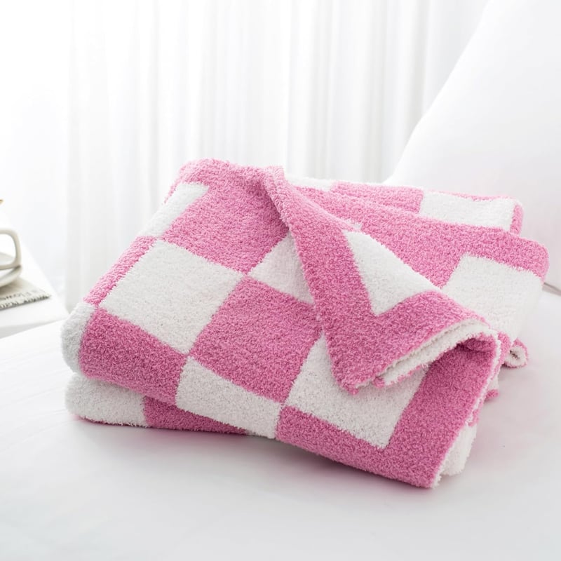 Carriediosa Ultra Puha Kockás Takaró 50x60 Mikrofibra Preppy Minta - 50" x 60", Plaid - Hot Pink