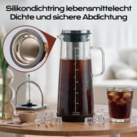 carrottimes Cold Brew kávovar 1,4 l s nerezovým filtrom, rukoväťou, protišmykovou základňou, čistiacou kefkou a dlhou miešacou lyžičkou 4