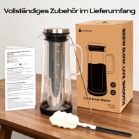 carrottimes Cold Brew kávovar 1,4 l s nerezovým filtrom, rukoväťou, protišmykovou základňou, čistiacou kefkou a dlhou miešacou lyžičkou 9