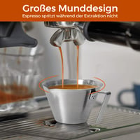 carrottimes Nerezová odmerka na espresso s dvojitou výlevkou a stupnicou, s rukoväťou, čierna, 100 ml 3