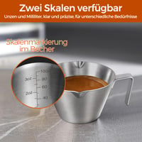 carrottimes Nerezová odmerka na espresso s dvojitou výlevkou a stupnicou, s rukoväťou, čierna, 100 ml 6