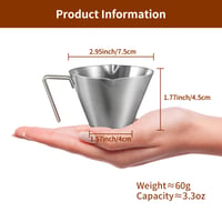 Nerezová odmerka na espresso carrot-times, 100 ml, s dvojitou výlevkou, stupnicou a rúčkou, nerezová oceľ 304 8