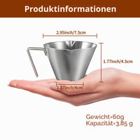 carrottimes Nerezová odmerka na espresso s dvojitou výlevkou a stupnicou, s rukoväťou, čierna, 100 ml 8