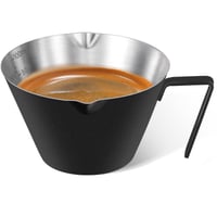 carrottimes Nerezová odmerka na espresso s dvojitou výlevkou a stupnicou, s rukoväťou, čierna, 100 ml 1