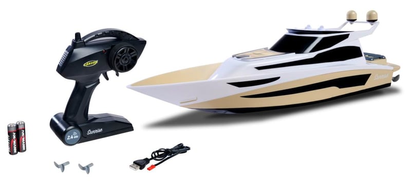 RC jachta Carson 500108059 Hurikan 2.4G 100% RTR na diaľkové ovládanie pre deti aj dospelých, béžová, vrátane vysielačky