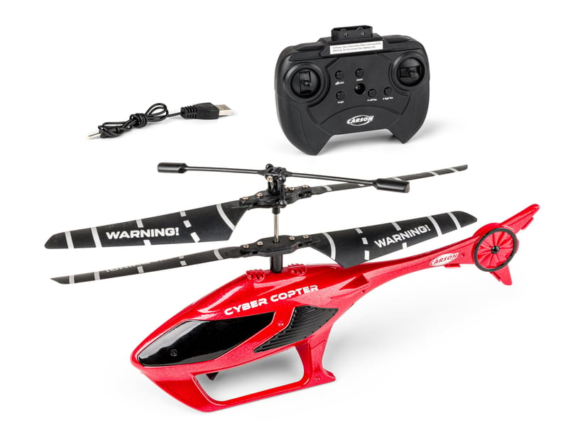 RC helikoptéra Carson Cyber Copter IR 2Ch RTF červená, diaľkovo ovládaná hračka pre začiatočníkov