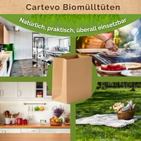 Cartevo prémiové papierové vrecia na bioodpad 20 l – 50 ks, papierové vrecká na organický odpad do kuchyne, extra odolné proti roztrhnutiu a vode, bez plastov 8