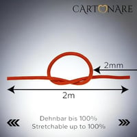 CARTONARE Corzi elastice 3 mm x 5 m portocalii, șnur elastic pentru cusut, artizanat și utilizare în exterior, coardă elastică rotundă, bandă elastică 4