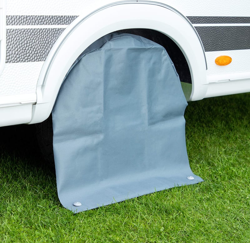 Ochranný kryt na pneumatiky Cartrend Caravan, veľkosť XL, pre 15-17 palcové pneumatiky, vodoodolný sivý kryt pre karavany