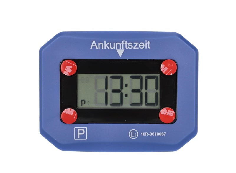 Digitálne parkovacie hodiny cartrend s elektronickým zobrazením času parkovania, schválením KBA, automatickým nastavením času príchodu, vrátane batérie a lepiacich podložiek 3M
