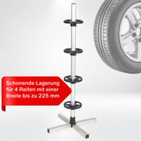 cartrend stojan na pneumatiky pre uskladnenie 4 kolies s diskami, zásuvný systém, max. šírka pneumatík 225 mm, garážový úložný stojan 3